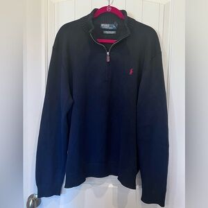Polo by Ralph Lauren Men's Navy Quarter Zip-Up Sweater XXL Red Pony